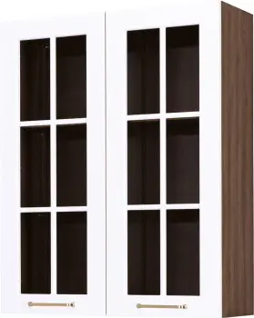 Szafka 80 górna witryna wys.100cm Laurencja (biały lakier mat/orzech Foresta)