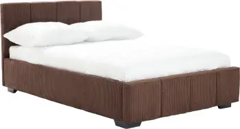Łóżko tapicerowane 120 Mindy (sztruks czekoladowy brąz) ze stależem i pojemnikiem