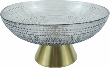 Miska na nóżce duża Lindos 20 (szary/złoty)