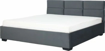 Łóżko tapicerowane 160 Sawona (plusz grafit) ze stelażem i pojemnikiem
