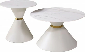 Zestaw dwóch stolików Morino 11 (biały/złoty)