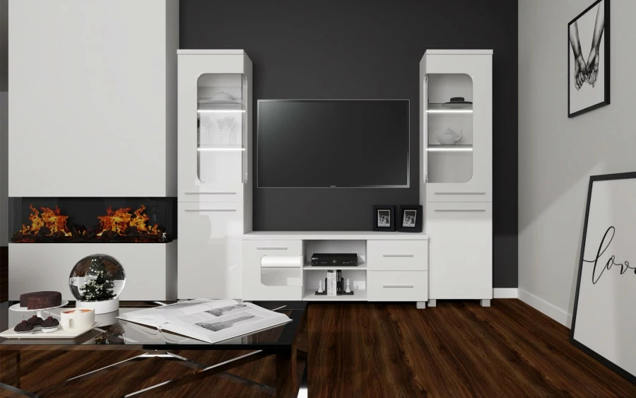 Stolik RTV 160 cm Panama (biały połysk)