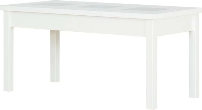 Stolik prostokątny ze szkłem (biały)
