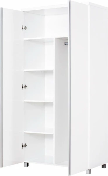 Szafa dwudrzwiowa z półkami i drążkiem Aga (biały połysk) 