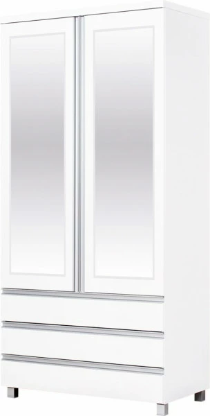 Szafa 2 drzwiowa z lustrami Aga (biały połysk)