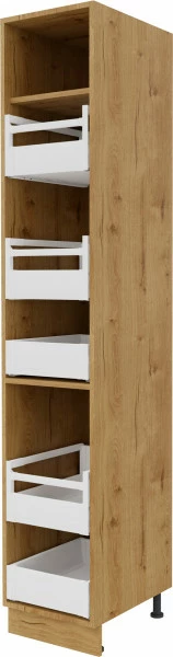 Zabudowa gospodarcza prawa z szufladami wewnątrz Bellona (biały połysk/dąb soma ciemny)