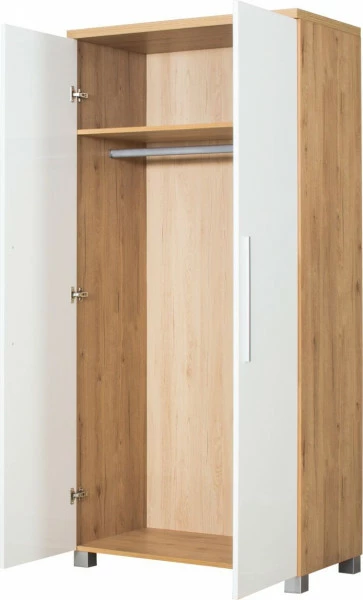 Szafa 2-drzwiowa Panama (biały połysk/dąb Soma ciemny)