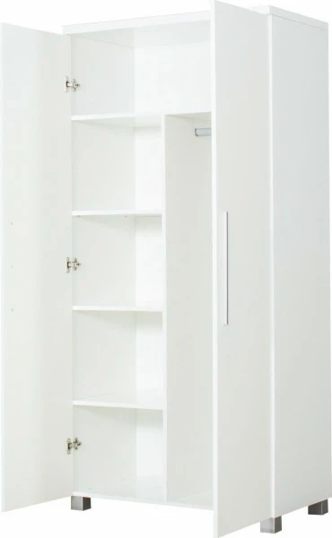 Szafa 2-drzwiowa z półkami i drążkiem Panama (biały połysk)