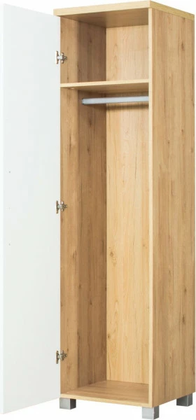 Półszafa uniwersalna z półkami i drążkiem Panama (biały połysk/dąb Soma ciemny) 