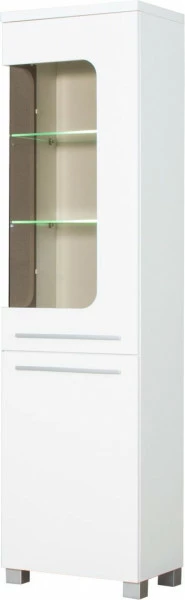 Witryna prawa z półkami LED (biały połysk)