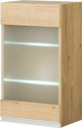 Szafka 40 górna witryna lewa matowa LED Monia (dąb Soma ciemny)