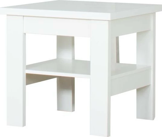 Stolik kwadratowy pełny z półką (biały)