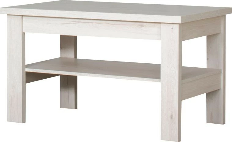 Stolik prostokątny pełny z półką (dąb Soma perłowy)