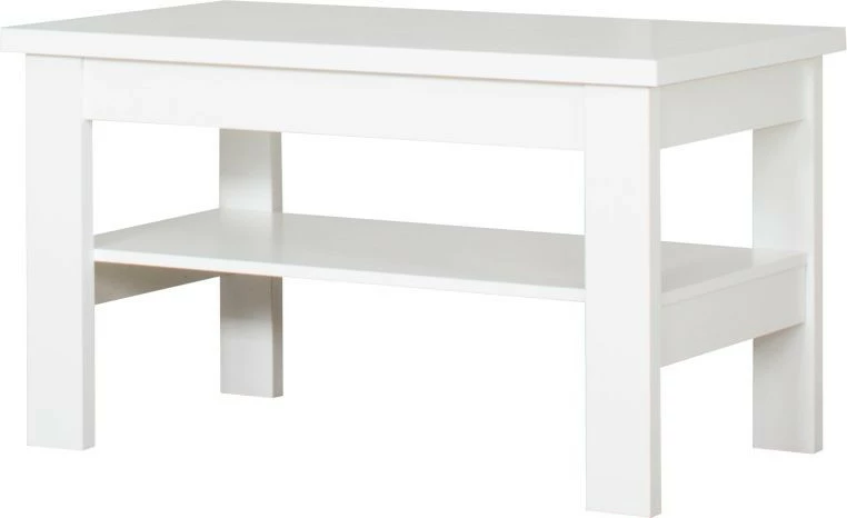 Stolik prostokątny pełny z półką (biały)