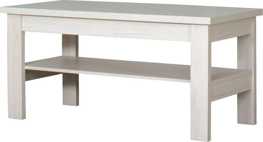 Stolik prostokątny pełny z półką (dąb Soma perłowy)