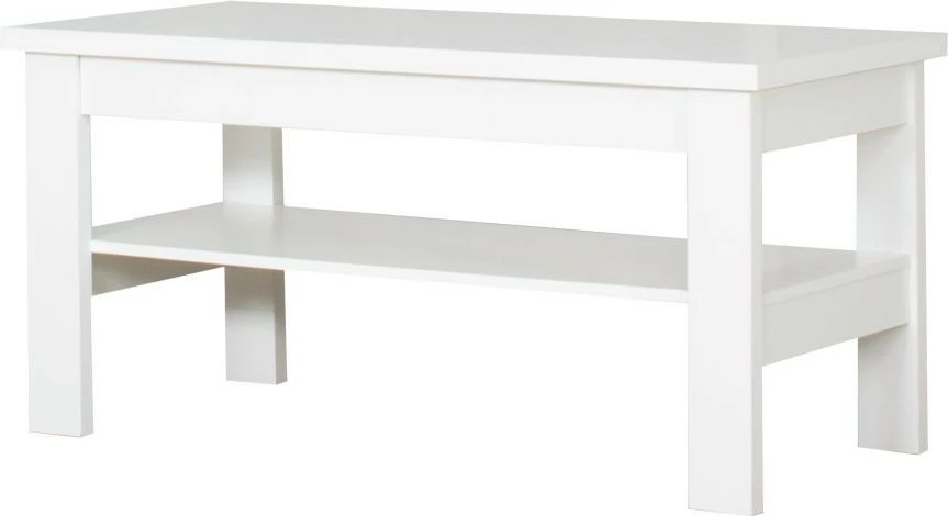 Stolik prostokątny pełny z półką (biały)