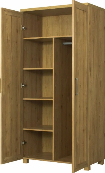 Szafa 2-drzwiowa z półkami i drążkiem Majorka (dąb Soma ciemny) 