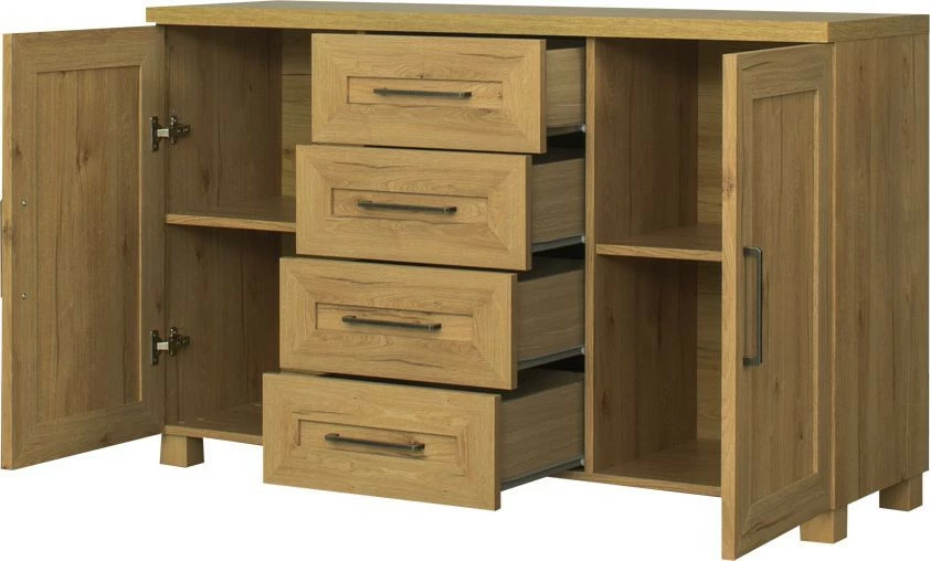 Komoda z frontami i 4 szufladami Majorka (dąb Soma ciemny)