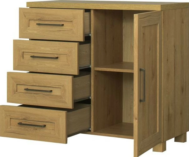 Regał z drzwiami i 4 szufladami Majorka (dąb Soma ciemny)