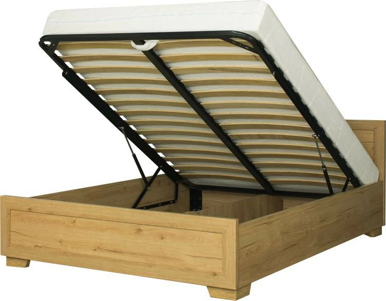 Łóżko 2-osobowe 140 Majorka (dąb Soma ciemny) ze stelażem i pojemnikiem