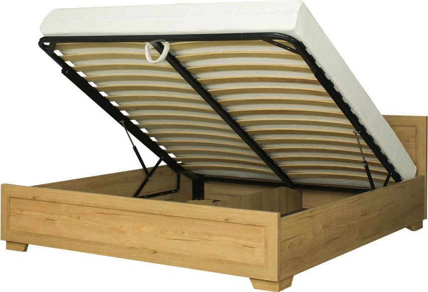 Łóżko 2-osobowe 180 Majorka (dąb Soma ciemny) ze stelażem i pojemnikiem 