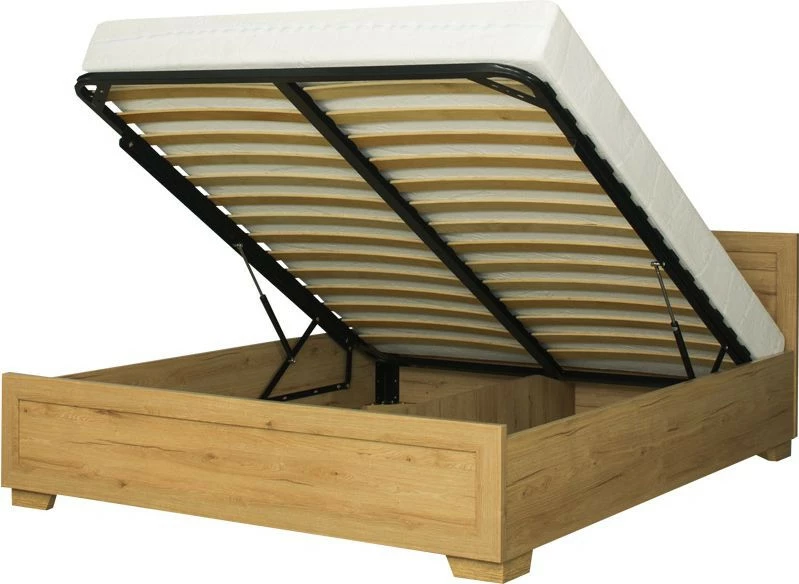 Łóżko 2-osobowe 160 Majorka (dąb Soma ciemny) ze stelażem i pojemnikiem