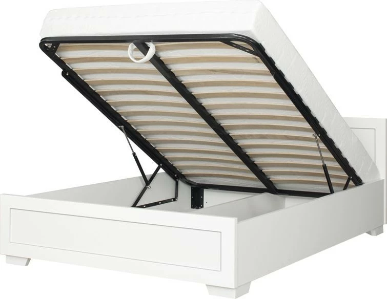 Łóżko 2-osobowe 140 Majorka (biały) ze stelażem i pojemnikiem