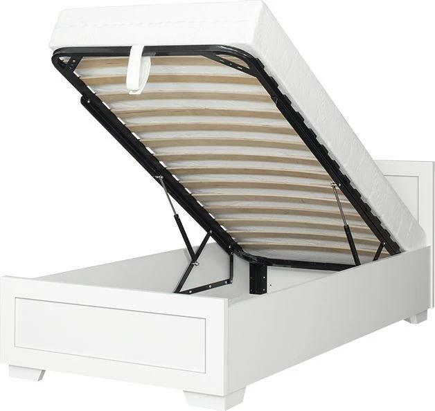 Łóżko 1-osobowe 90 Majorka (biały) ze stelażem i pojemnikiem