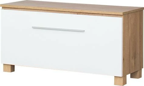 Szafka/siedzisko na obuwie Panama (biały połysk/dąb Soma ciemny)