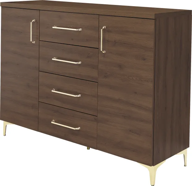 Komoda z drzwiczkami i z 4 szufladami Bari (orzech Foresta) 