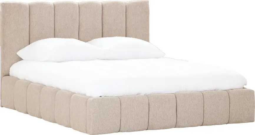 Łóżko tapicerowane Bianko 160 (rojal latte) ze stelażem i pojemnikiem