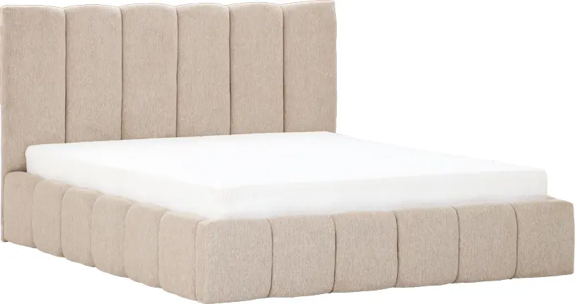 Łóżko tapicerowane Bianko 160 (rojal latte) ze stelażem i pojemnikiem