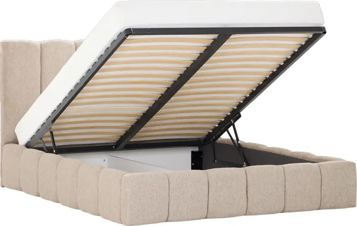 Łóżko tapicerowane Bianko 160 (rojal latte) ze stelażem i pojemnikiem