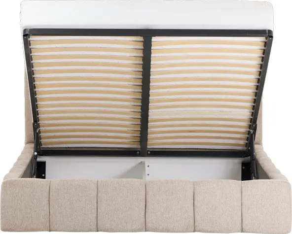 Łóżko tapicerowane Bianko 160 (rojal latte) ze stelażem i pojemnikiem