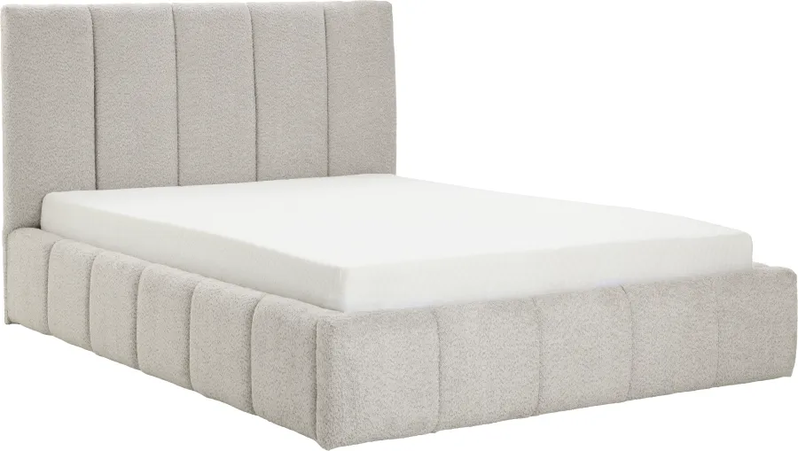 Łóżko tapicerowane Bianko 140 (boucle szary) ze stelażem i pojemnikiem