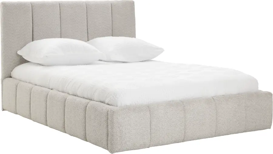 Łóżko tapicerowane Bianko 140 (boucle szary) ze stelażem i pojemnikiem