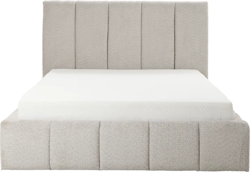 Łóżko tapicerowane Bianko 140 (boucle szary) ze stelażem i pojemnikiem