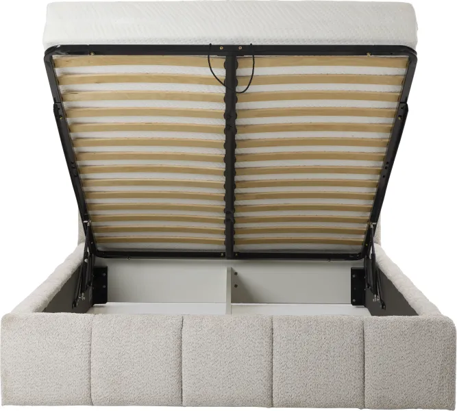 Łóżko tapicerowane Bianko 140 (boucle szary) ze stelażem i pojemnikiem