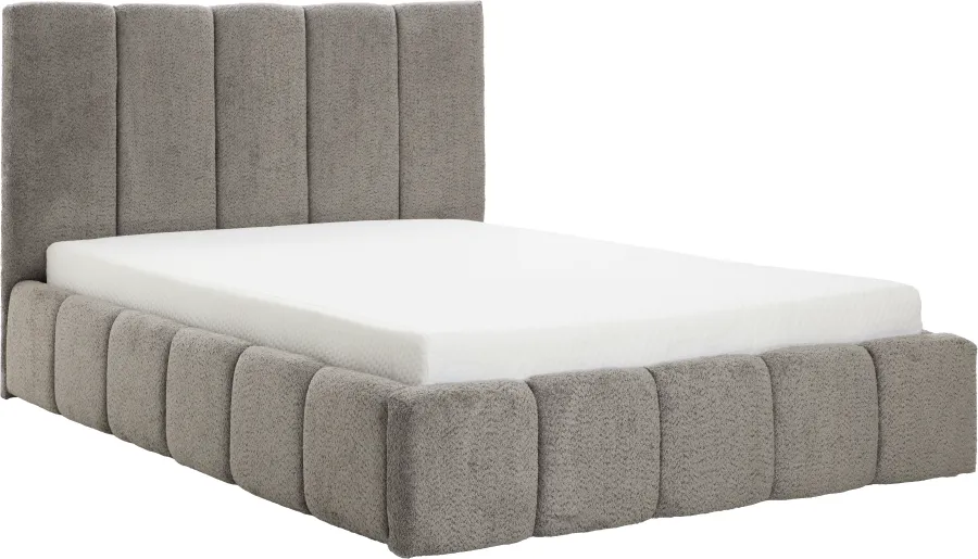 Łóżko tapicerowane Bianko 140 (boucle grafit) ze stelażem i pojemnikiem