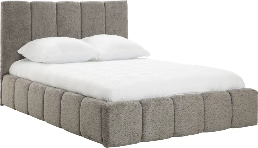 Łóżko tapicerowane Bianko 140 (boucle grafit) ze stelażem i pojemnikiem