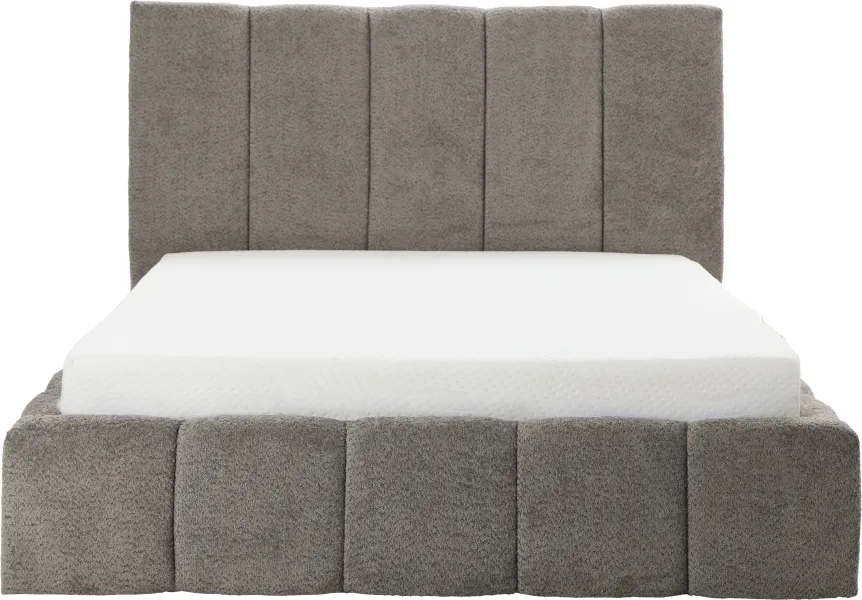 Łóżko tapicerowane Bianko 140 (boucle grafit) ze stelażem i pojemnikiem