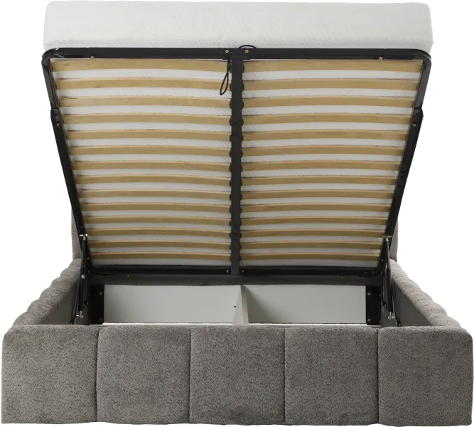 Łóżko tapicerowane Bianko 140 (boucle grafit) ze stelażem i pojemnikiem