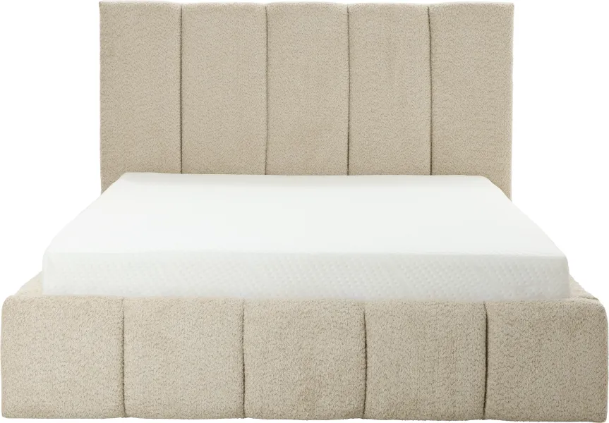 Łóżko tapicerowane Bianko 140 (boucle beż) ze stelażem i pojemnikiem