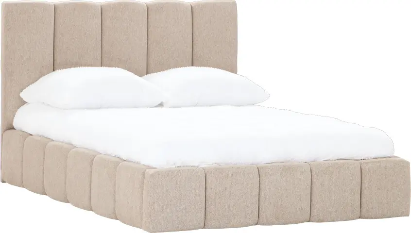 Łóżko tapicerowane Bianko 140 (rojal latte) ze stelażem i pojemnikiem