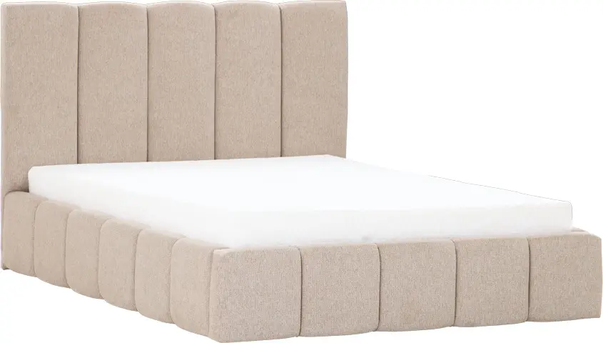 Łóżko tapicerowane Bianko 140 (rojal latte) ze stelażem i pojemnikiem
