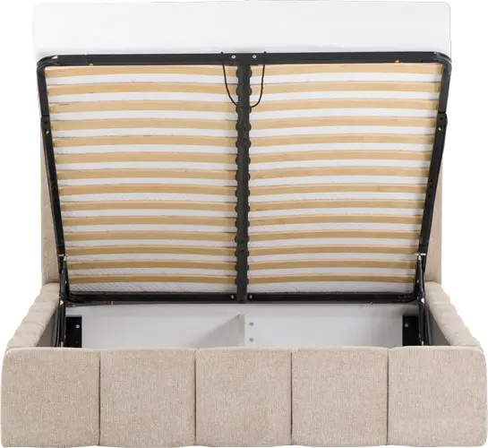 Łóżko tapicerowane Bianko 140 (rojal latte) ze stelażem i pojemnikiem