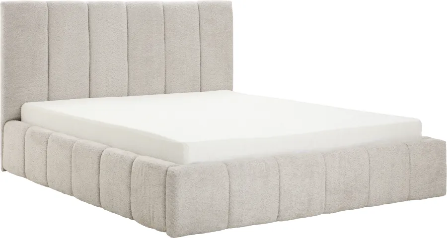 Łóżko tapicerowane Bianko 160 (boucle szary) ze stelażem i pojemnikiem