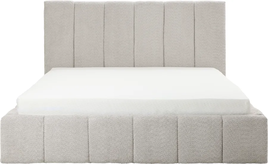 Łóżko tapicerowane Bianko 160 (boucle szary) ze stelażem i pojemnikiem