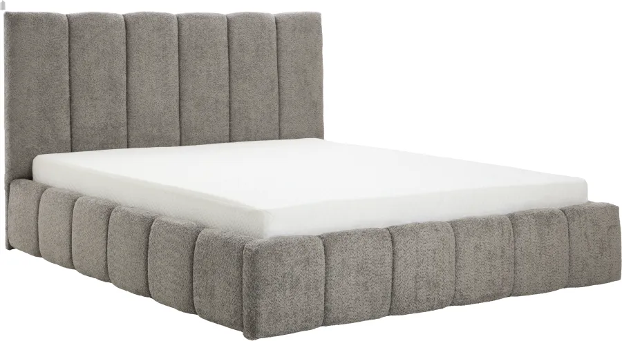 Łóżko tapicerowane Bianko 160 (boucle grafit) ze stelażem i pojemnikiem