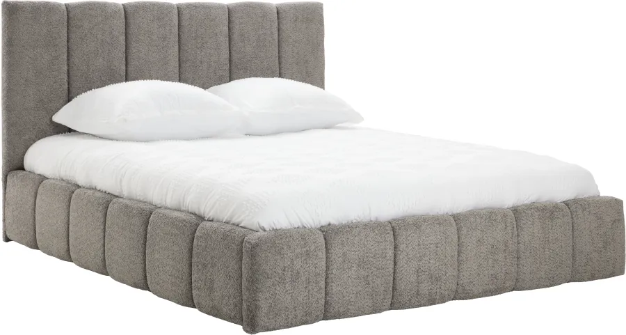 Łóżko tapicerowane Bianko 160 (boucle grafit) ze stelażem i pojemnikiem